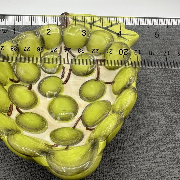 Grape Leaf Green Ceramic Dipping Dish Hand Painted El Camino Linens N Things Vtg - Picture 9 of 11